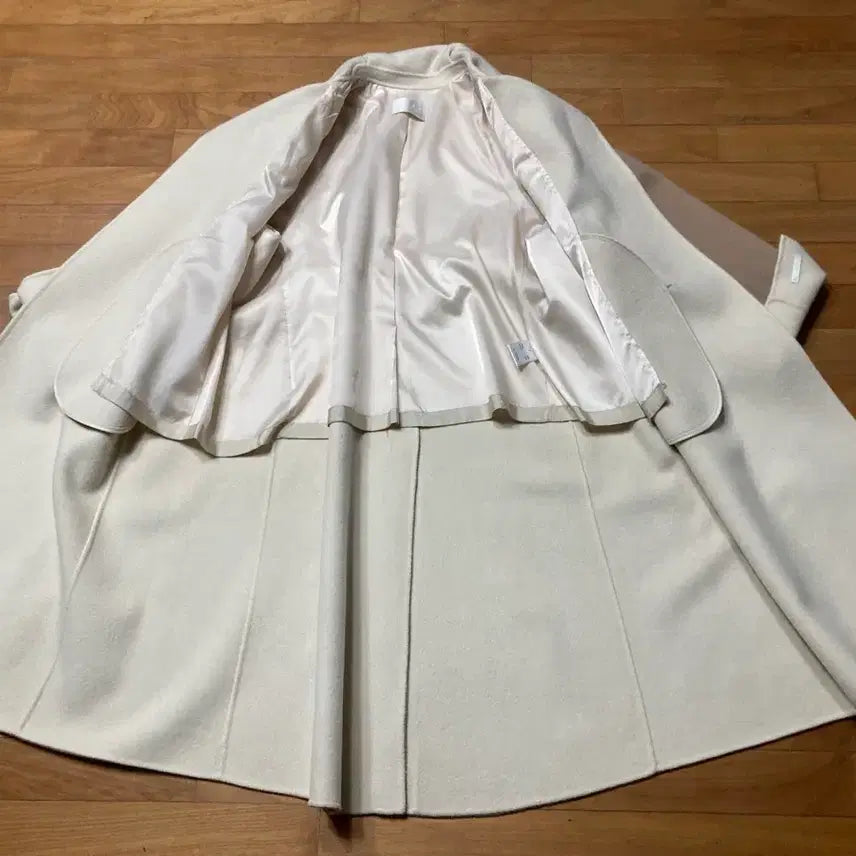 [BUNJANG] Mins Shop Beige Wool Belted Coat / 민스샵 울90 베이지 톤 핸드메이드 벨트 코트 택포6만원