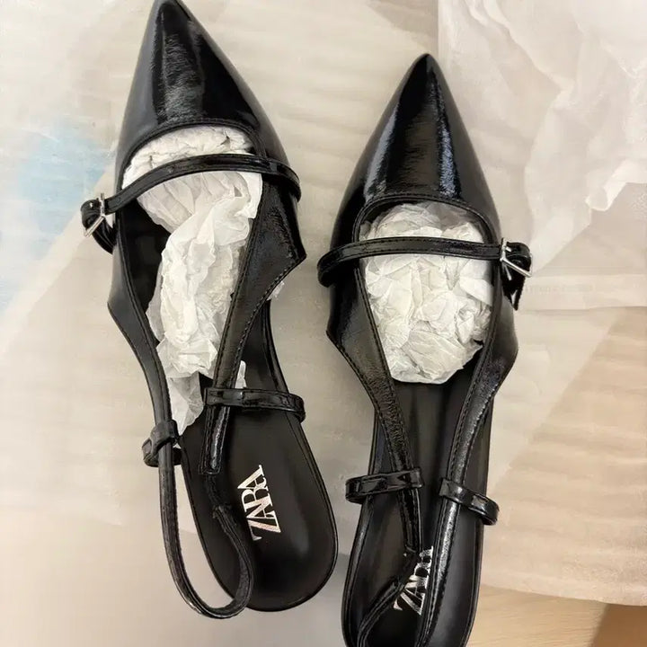 [BUNJANG] Zara Black Strap Slingback Heels (New, Full Package) / Zara 자라 블랙 스트랩 슬링백 힐/새상품/풀박스/무료배송