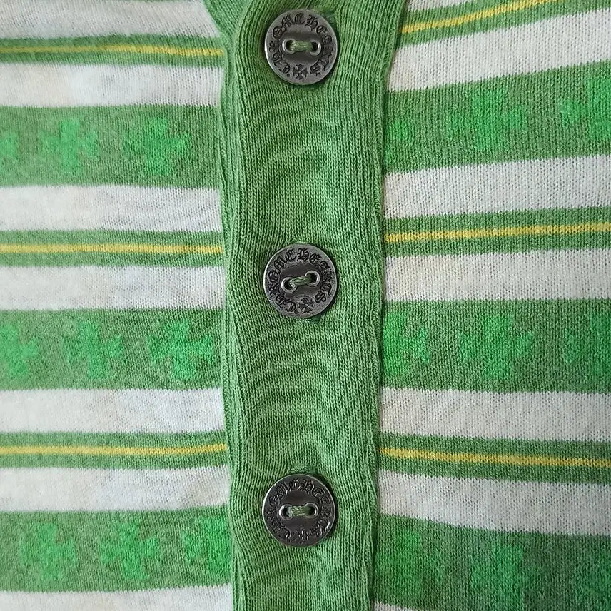 [BUNJANG] Chrome Hearts Stripe Polo Long Sleeve Green / [XL] 크롬하츠 스트라이프 폴로 롱슬리브 그린