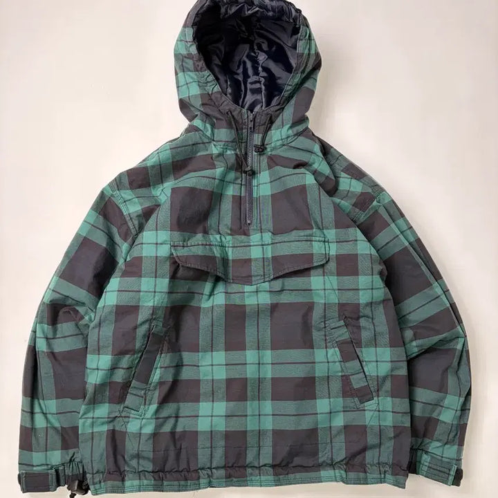 [BUNJANG] Gap Plaid Quarter Zip Anorak Puffer Jacket / 90s Gap Plaid Quarter Zip Anorak Puffer