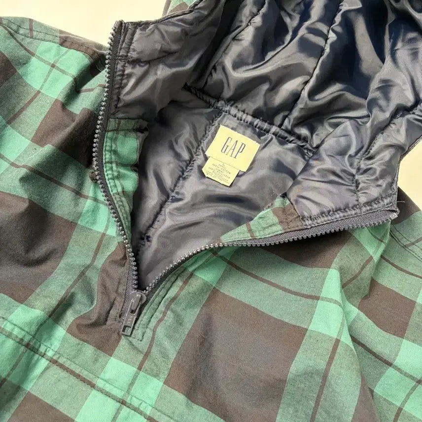 [BUNJANG] Gap Plaid Quarter Zip Anorak Puffer Jacket / 90s Gap Plaid Quarter Zip Anorak Puffer