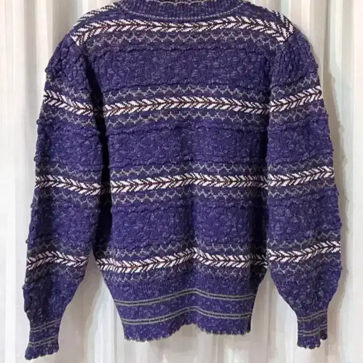 [BUNJANG] Purple Crochet Puff Sleeve Cardigan / 퍼플 크로셰 니트 퍼프소매 가디건 55-77 거의새것