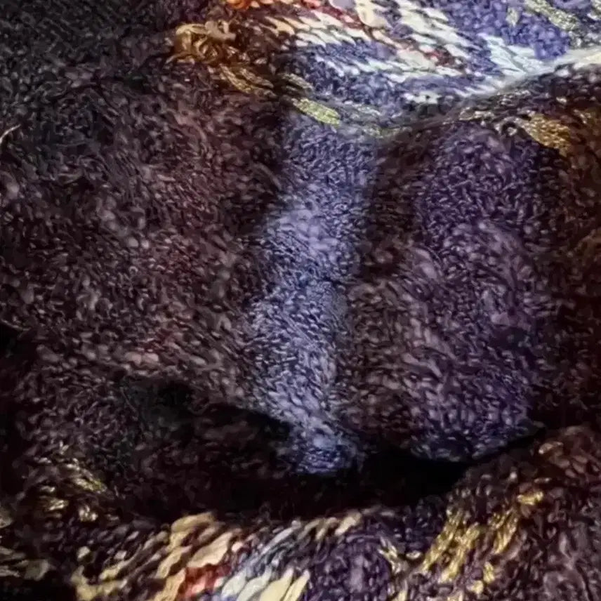 [BUNJANG] Purple Crochet Puff Sleeve Cardigan / 퍼플 크로셰 니트 퍼프소매 가디건 55-77 거의새것