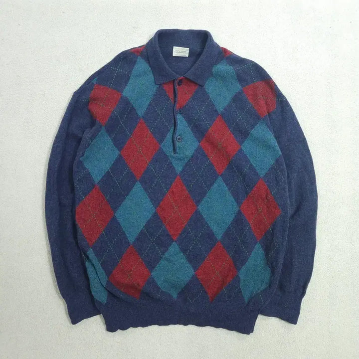 [BUNJANG] Benetton 90s Argyle Knit Sweater / 90s 베네통 아가일 카라 니트 M