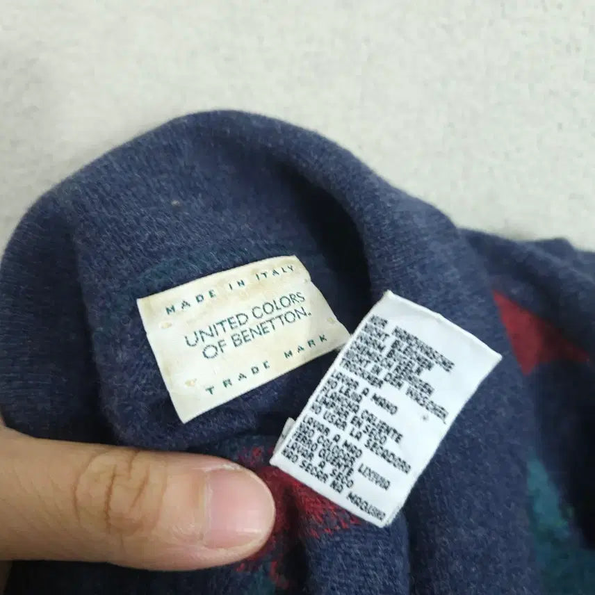 [BUNJANG] Benetton 90s Argyle Knit Sweater / 90s 베네통 아가일 카라 니트 M