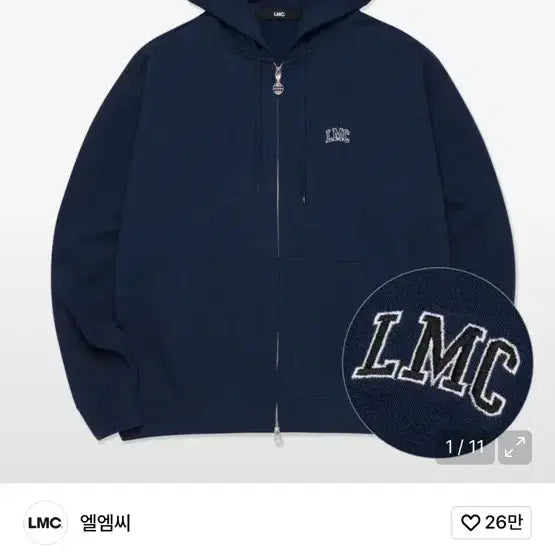 [BUNJANG] LMC Navy Hooded Zip-up / LMC 엘엠씨 네이비 후드 집업