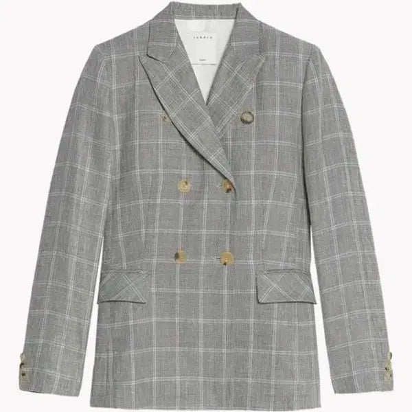 [BUNJANG] Sandro Irene Check Linen Blazer / [아이린 착용]새제품 산드로(Sandro) 정품 체크 더블 린넨 여성