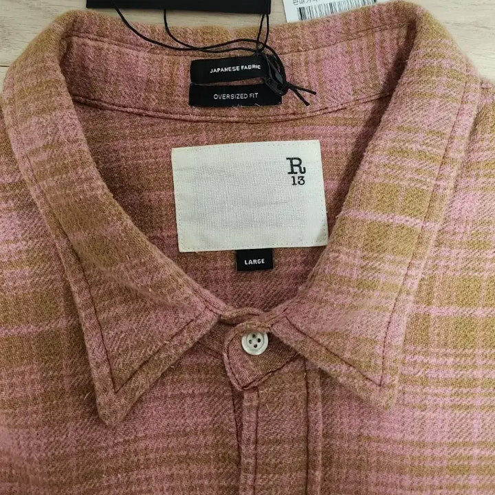 [BUNJANG] R13 Shred Sim Dropneck Shirt / R13 알써틴 슈레드 심 드랍넥 셔츠 핑크 체크 r13셔츠