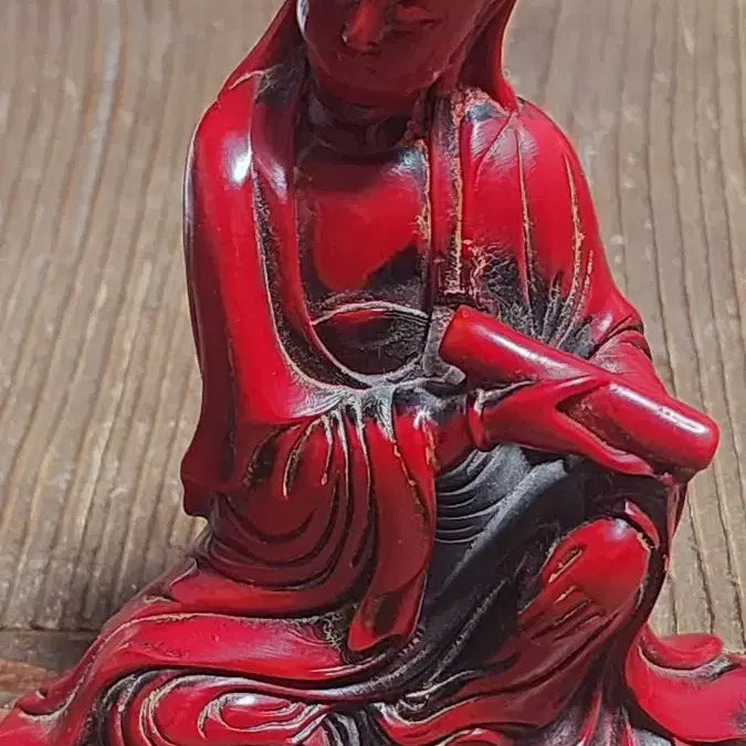 [BUNJANG] Unspecified Buddhist Statue / 적색 관음상 주칠 불상 조각 장식품