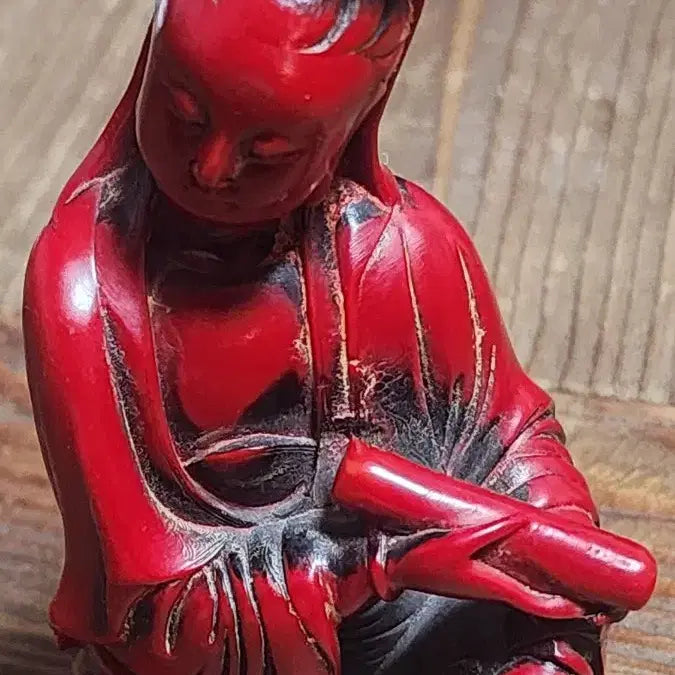 [BUNJANG] Unspecified Buddhist Statue / 적색 관음상 주칠 불상 조각 장식품