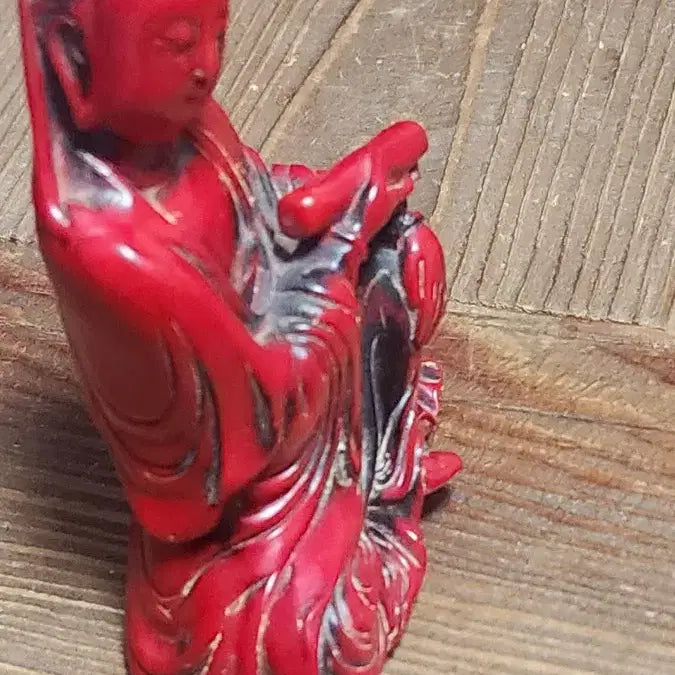 [BUNJANG] Unspecified Buddhist Statue / 적색 관음상 주칠 불상 조각 장식품