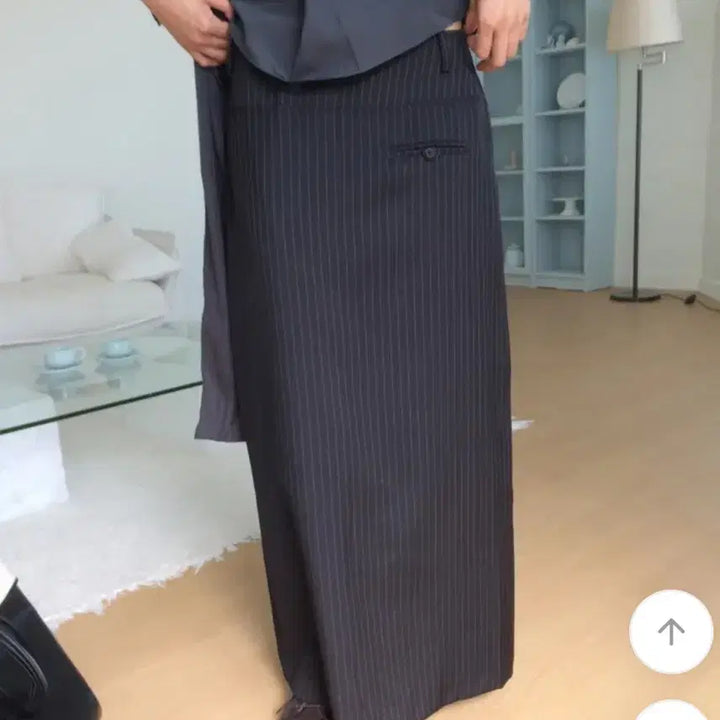 [BUNJANG] Alado Stripe Button Maxi Skirt / 알라도 스트라이프 버튼 맥시 스커트 S 택포