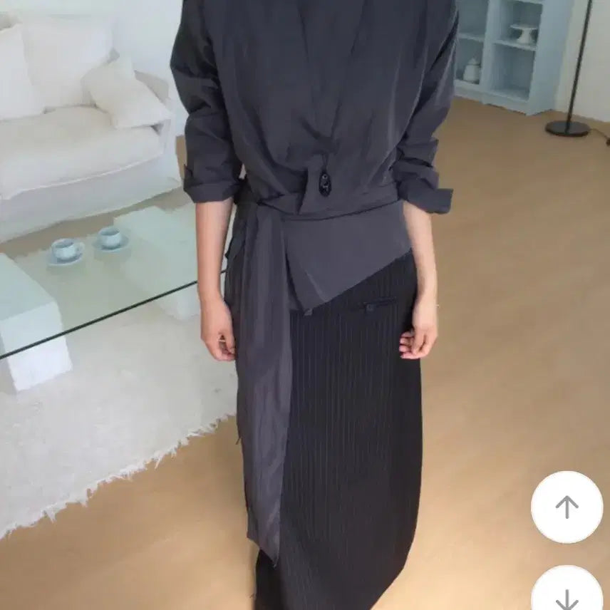 [BUNJANG] Alado Stripe Button Maxi Skirt / 알라도 스트라이프 버튼 맥시 스커트 S 택포