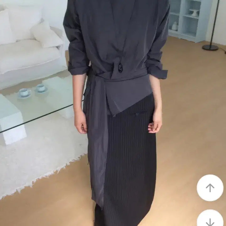 [BUNJANG] Alado Stripe Button Maxi Skirt / 알라도 스트라이프 버튼 맥시 스커트 S 택포