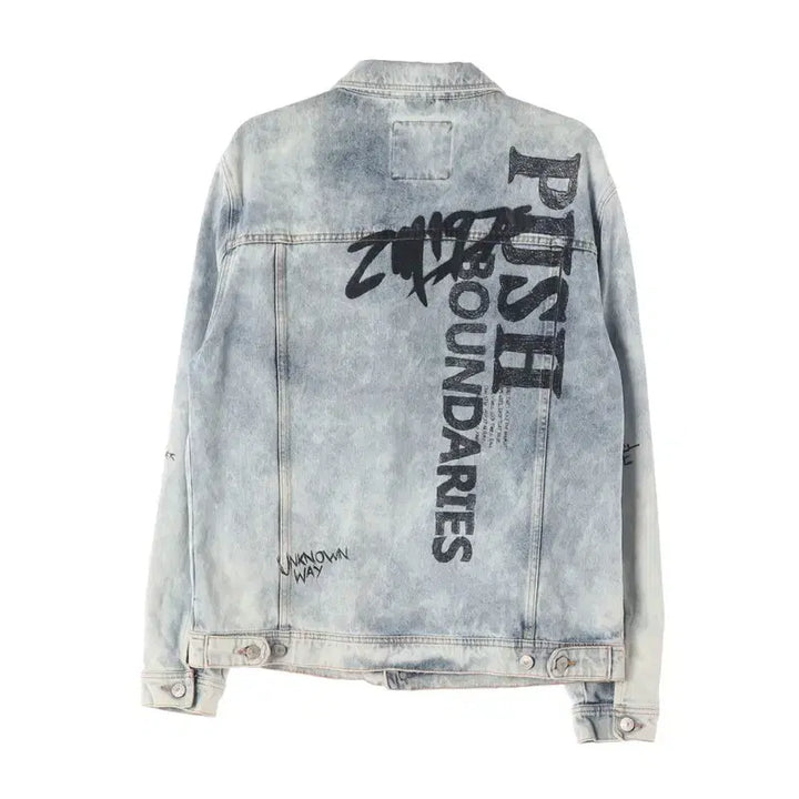 [BUNJANG] ZARA Graphic Lettering Vintage Washed Denim Jacket XL / ZARA 그래픽 레터링 빈티지 워싱 데님 자켓 XL