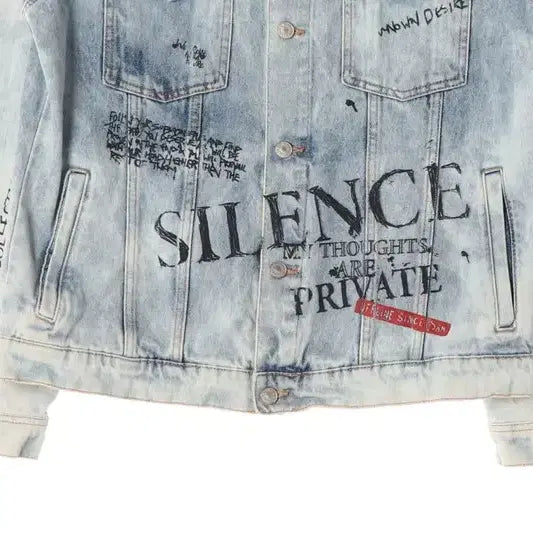 [BUNJANG] ZARA Graphic Lettering Vintage Washed Denim Jacket XL / ZARA 그래픽 레터링 빈티지 워싱 데님 자켓 XL