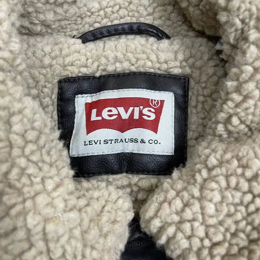 [BUNJANG] Levi's Shearling Collar Leather Jacket / 리바이스 양털카라 레더자켓