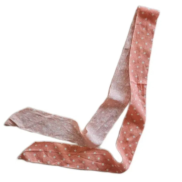 [BUNJANG] Peach Linen Polka Dot Long Scarf / 길이 180cm 롱 스카프 타이 피치색 땡땡이 물방울 봄 가을