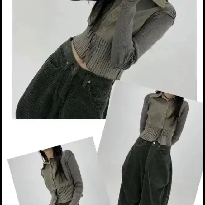 [BUNJANG] Binaryone Mix Knit Denim Shirt / 에이블리 바이너리원 믹스 니트 데님 셔츠