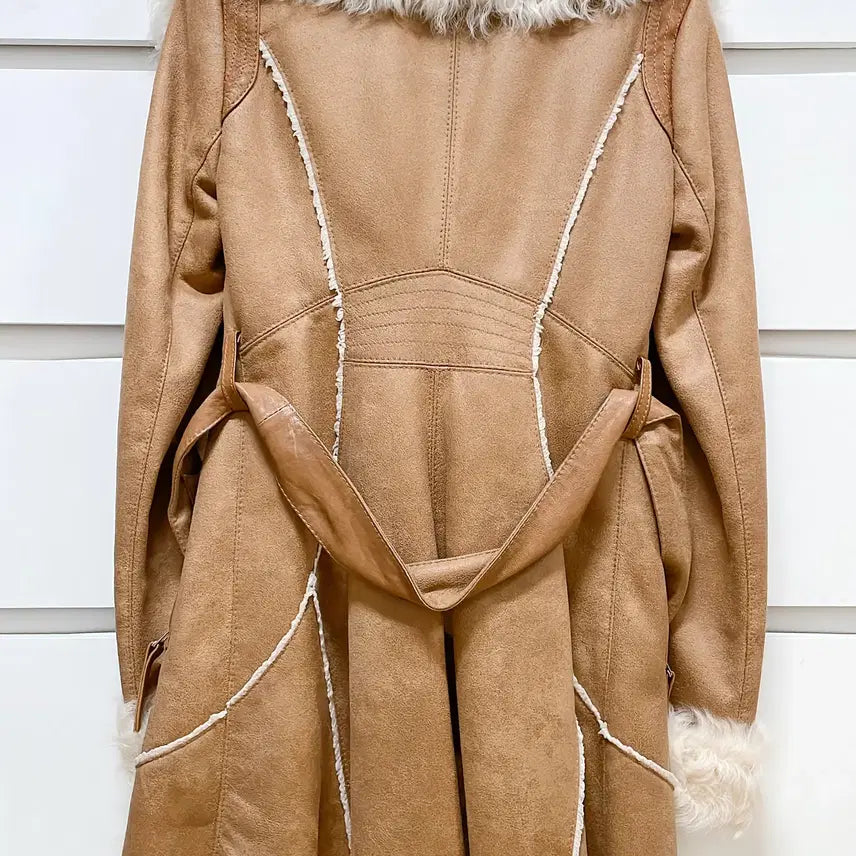 [BUNJANG] JILLSTUART Camel Shearling Fur Collar Mouton Coat / [새상품] JILLSTUART 질스튜어트 양털 퍼 칼라 카멜 무스탕 코트