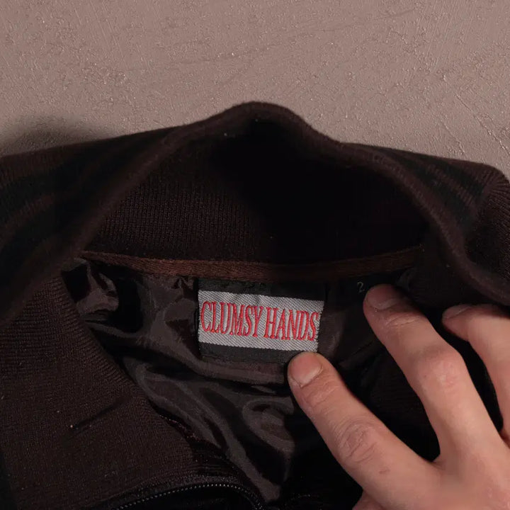 [BUNJANG] CLUMSY HANDS Velvet Side Line Zip-up Jacket / CLUMSY HANDS 벨벳 사이드라인 집업 C134