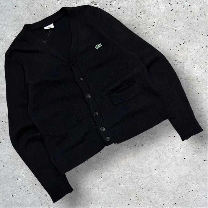 [BUNJANG] Lacoste Wool Pocket Black Knit Cardigan / [3] 라코스테 울 포켓 블랙 니트 가디건 C828