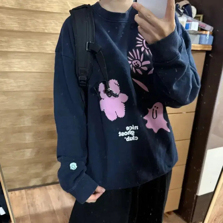 [BUNJANG] NICE GHOST CLUB Navy Sweatshirt / 나이스고스트클럽 네이비 맨투맨