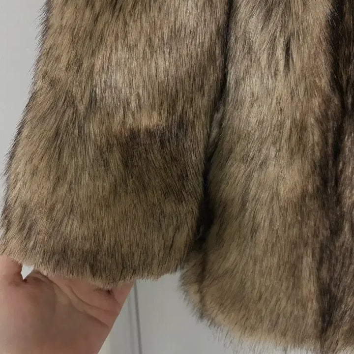 [BUNJANG] Brown Fur Jacket / [새상품] 노카라 브라운 퍼 자켓