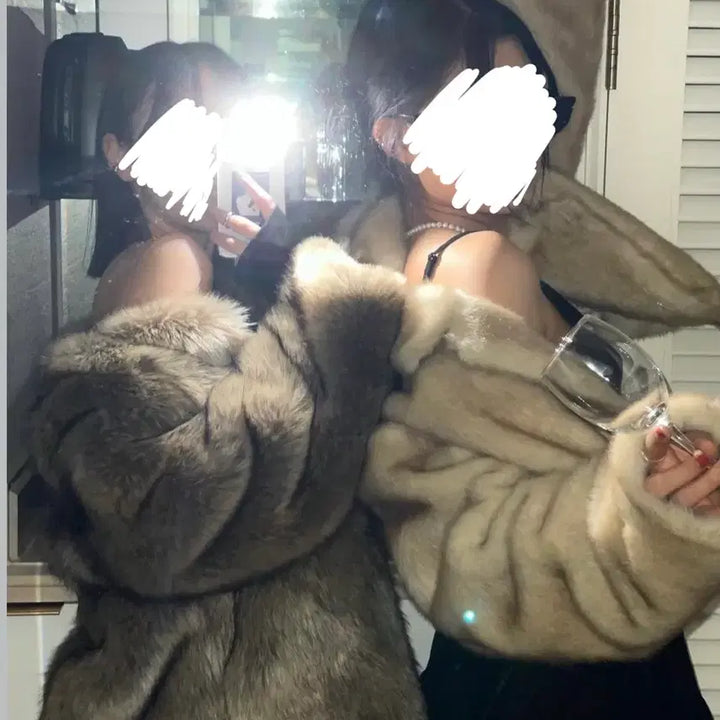 [BUNJANG] Brown Fur Jacket / [새상품] 노카라 브라운 퍼 자켓