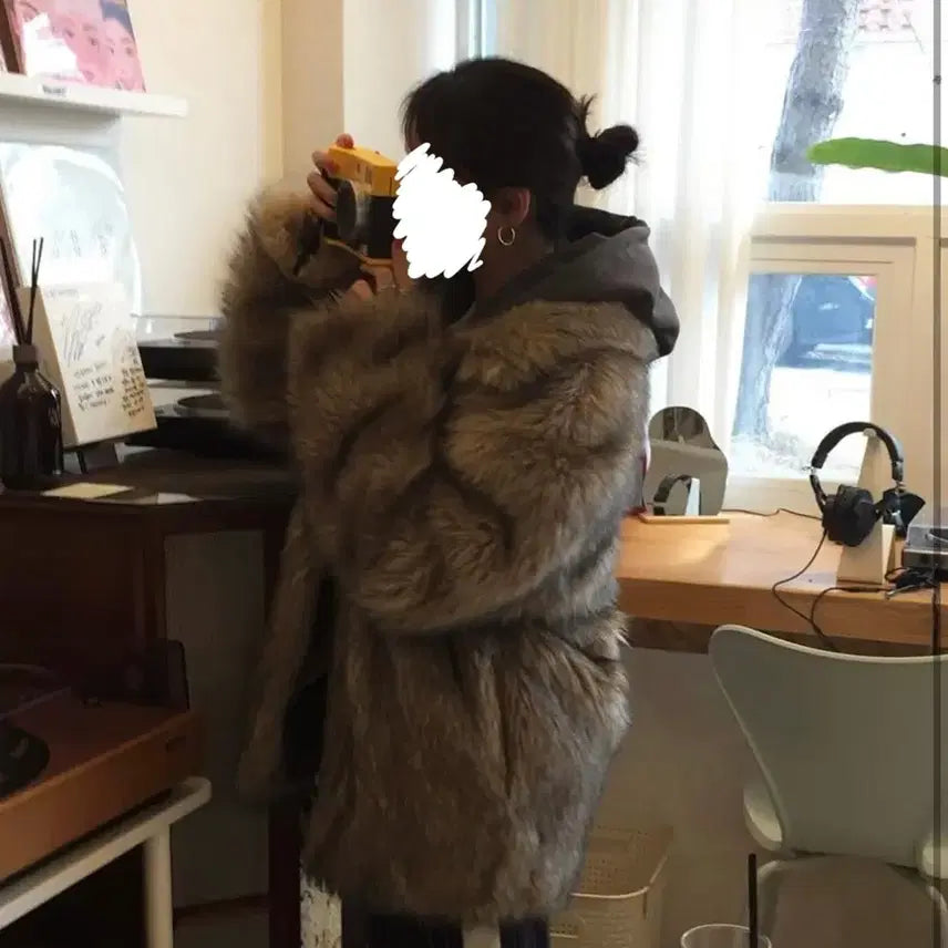 [BUNJANG] Brown Fur Jacket / [새상품] 노카라 브라운 퍼 자켓