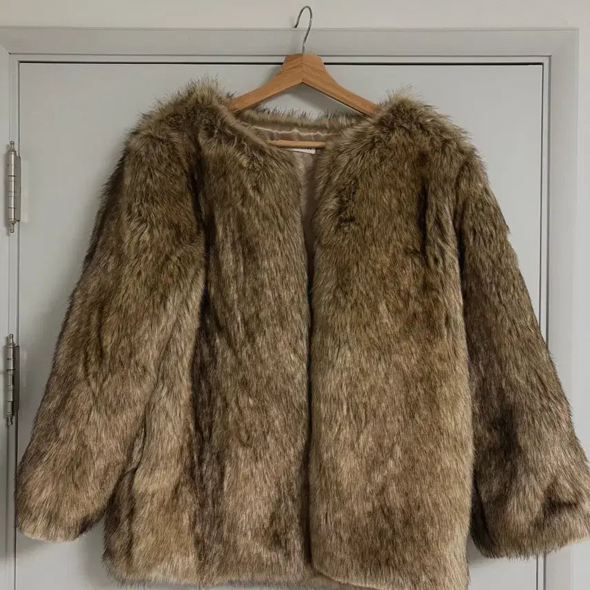 [BUNJANG] Brown Fur Jacket / [새상품] 노카라 브라운 퍼 자켓