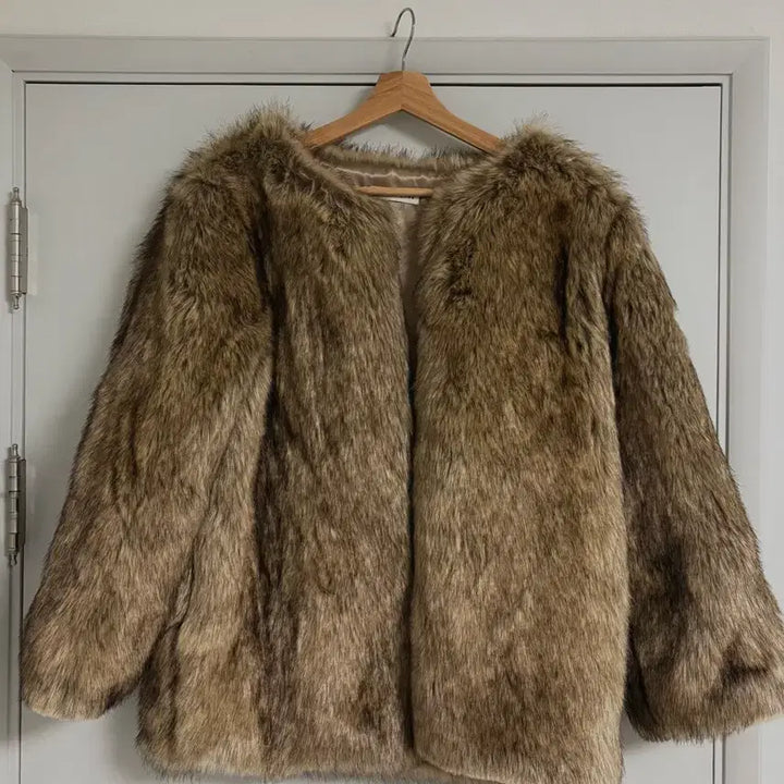 [BUNJANG] Brown Fur Jacket / [새상품] 노카라 브라운 퍼 자켓