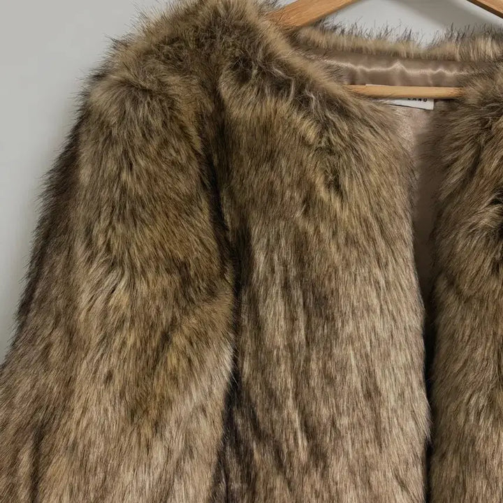 [BUNJANG] Brown Fur Jacket / [새상품] 노카라 브라운 퍼 자켓