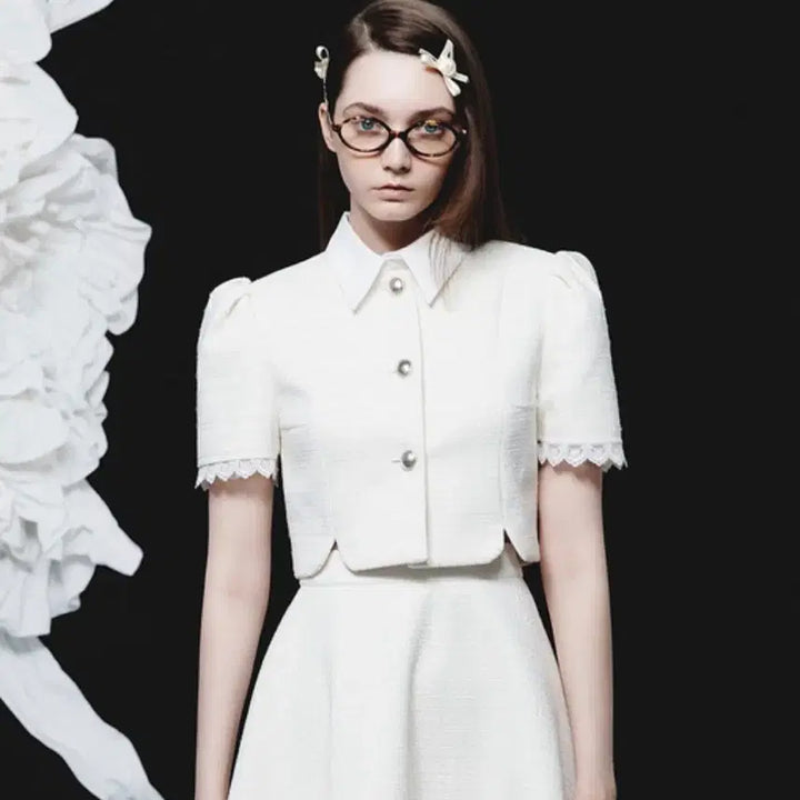 [BUNJANG] The Boyz Tweed Jacket / 더티스 반팔 트위드 자켓