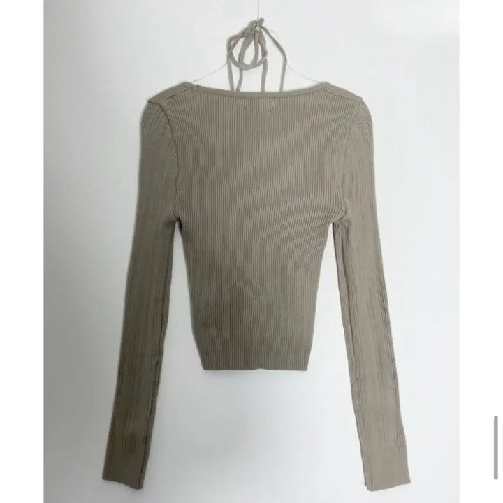 [SOLD OUT] 이너뮤트 스퀘어넥 홀터 골지 니트 티셔츠 롱슬리브 슬림핏 베이지