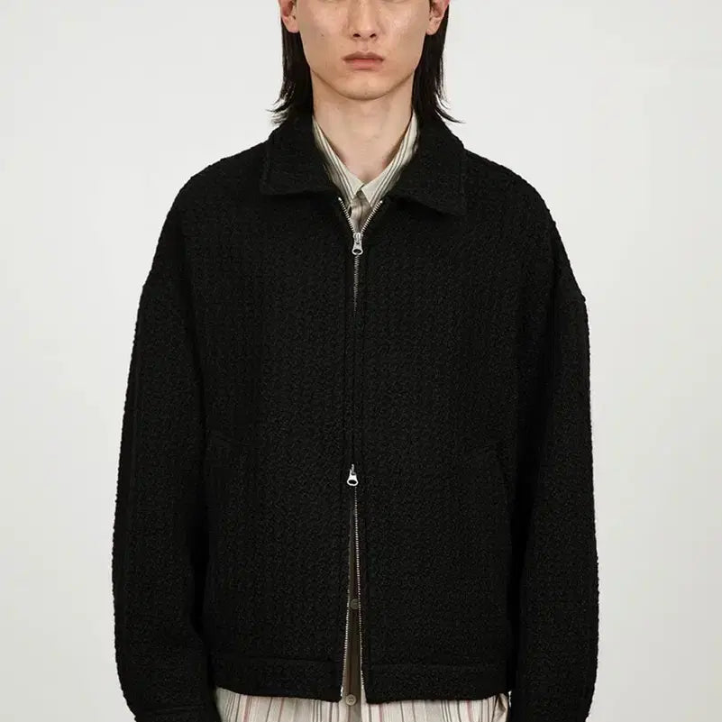[BUNJANG] M A Moment Tweed Zip-Up Blouson / M) 아모멘토 트위드 집업 블루종 블랙 23fw