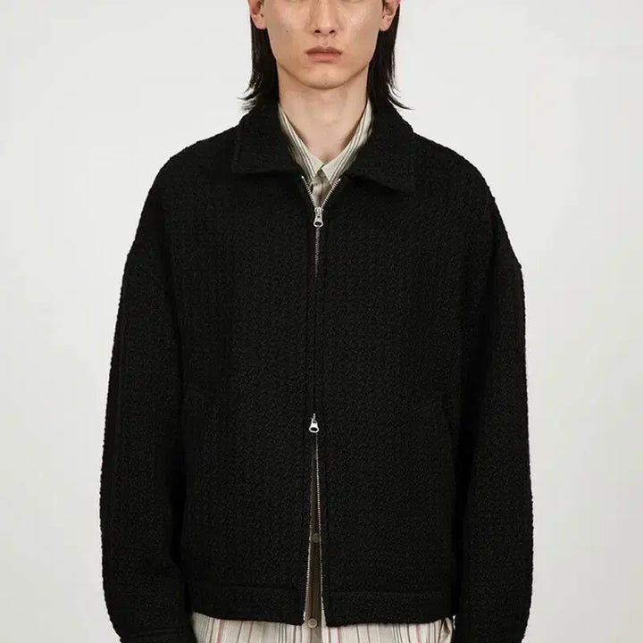 [BUNJANG] M A Moment Tweed Zip-Up Blouson / M) 아모멘토 트위드 집업 블루종 블랙 23fw