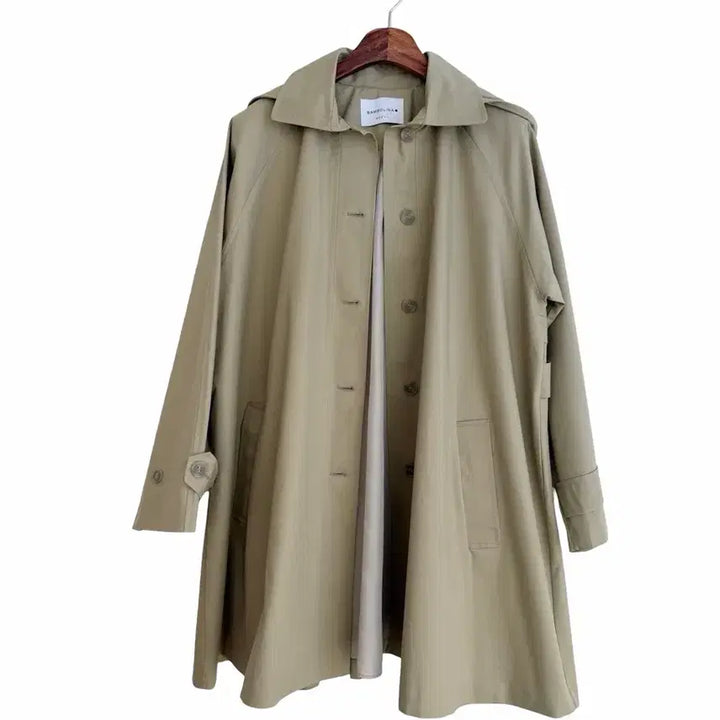 [BUNJANG] A-line Half Coat - Beige / 교신안함)후드 A라인 하프 코트-베이지