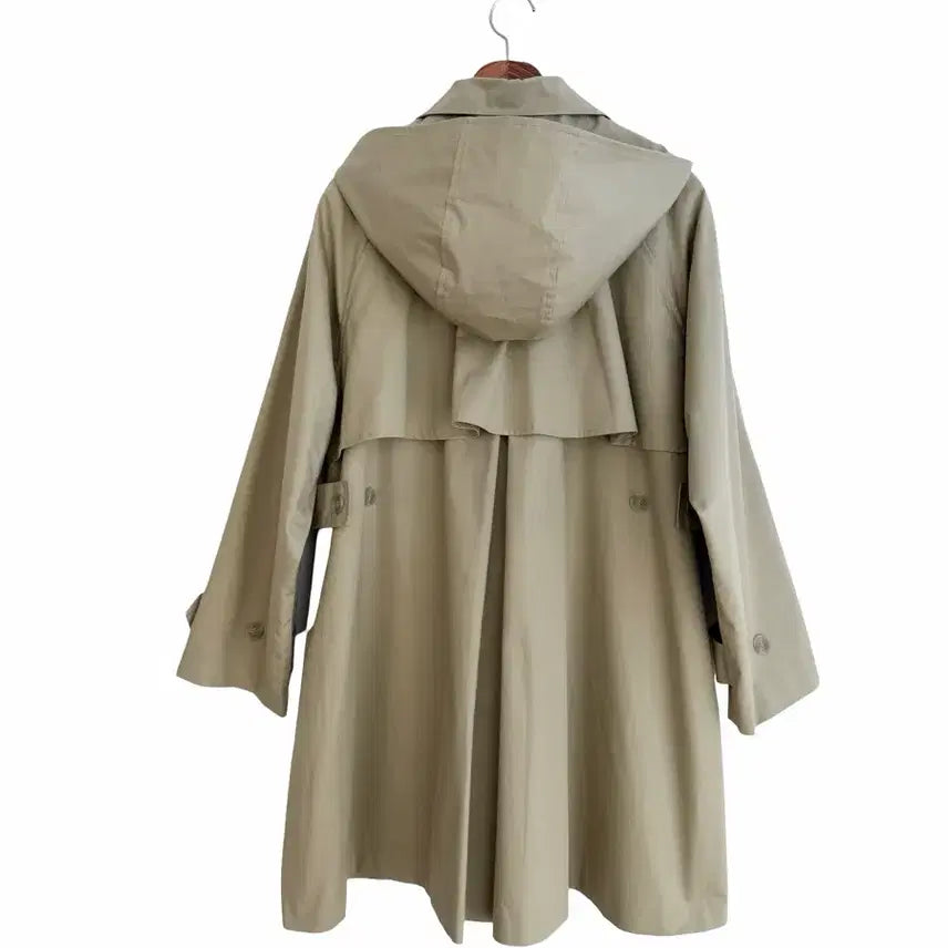 [BUNJANG] A-line Half Coat - Beige / 교신안함)후드 A라인 하프 코트-베이지