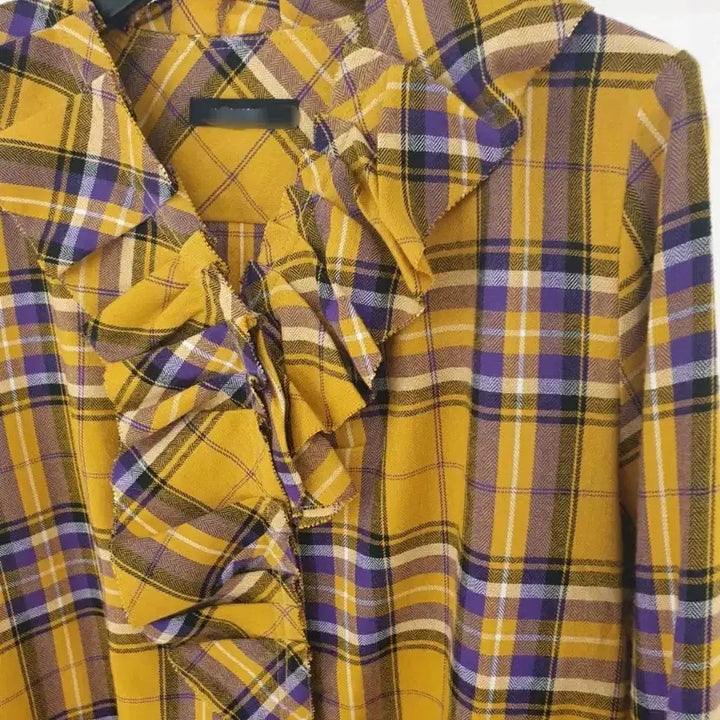 [BUNJANG] Tying Style Frill Check Blouse / 땡세일 마지막 한점 타잉스타일 프릴 체크 블라우스