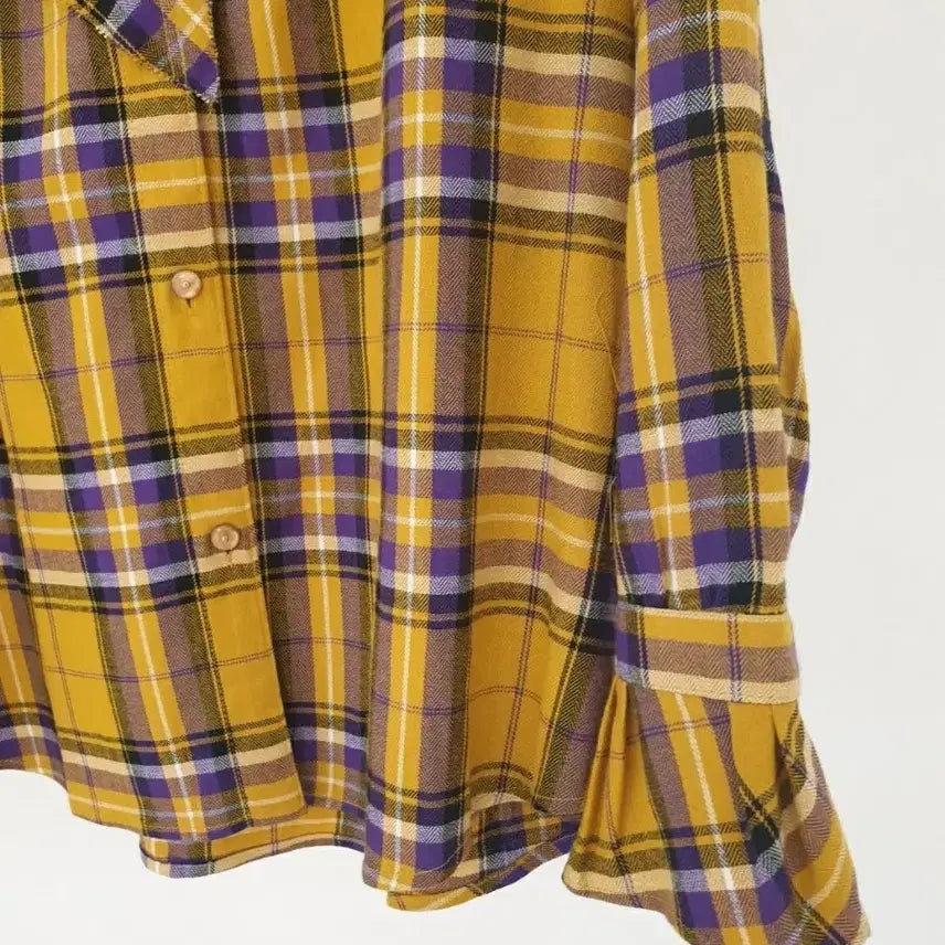 [BUNJANG] Tying Style Frill Check Blouse / 땡세일 마지막 한점 타잉스타일 프릴 체크 블라우스