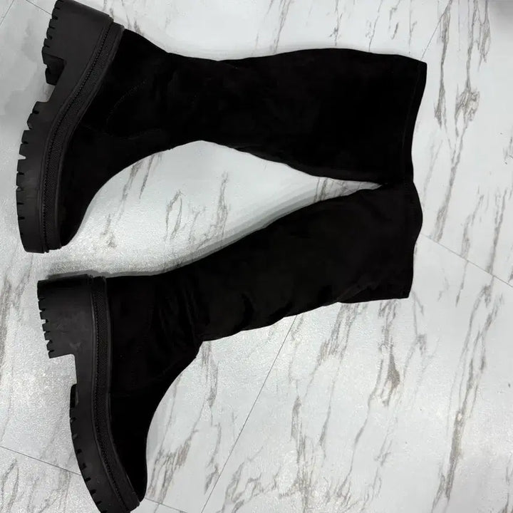 [BUNJANG] Long Boots (Size 240) / 블랙 스웨이드 롱 부츠 240