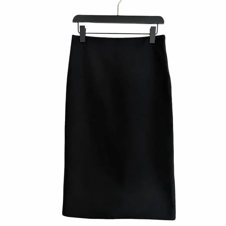 [BUNJANG] H Line Long Skirt / 교신안함)블랙 미니멀 H라인 롱 스커트-탄탄 나일론