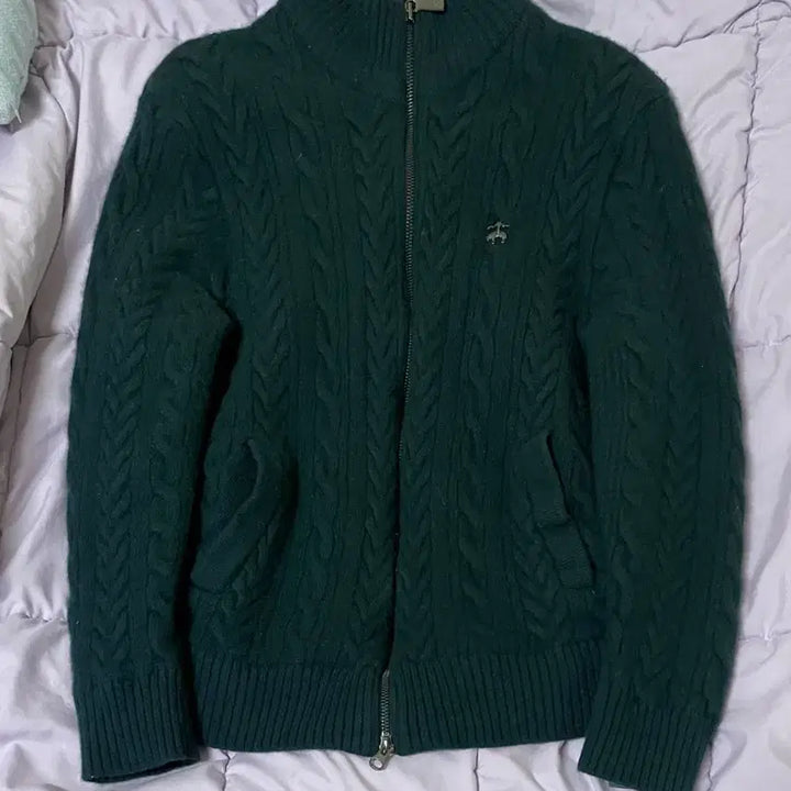 [BUNJANG] Brooks Brothers Cable Knit Windproof Zip-Up / 브룩스 브라더스 케이블 방풍 니트 집업
