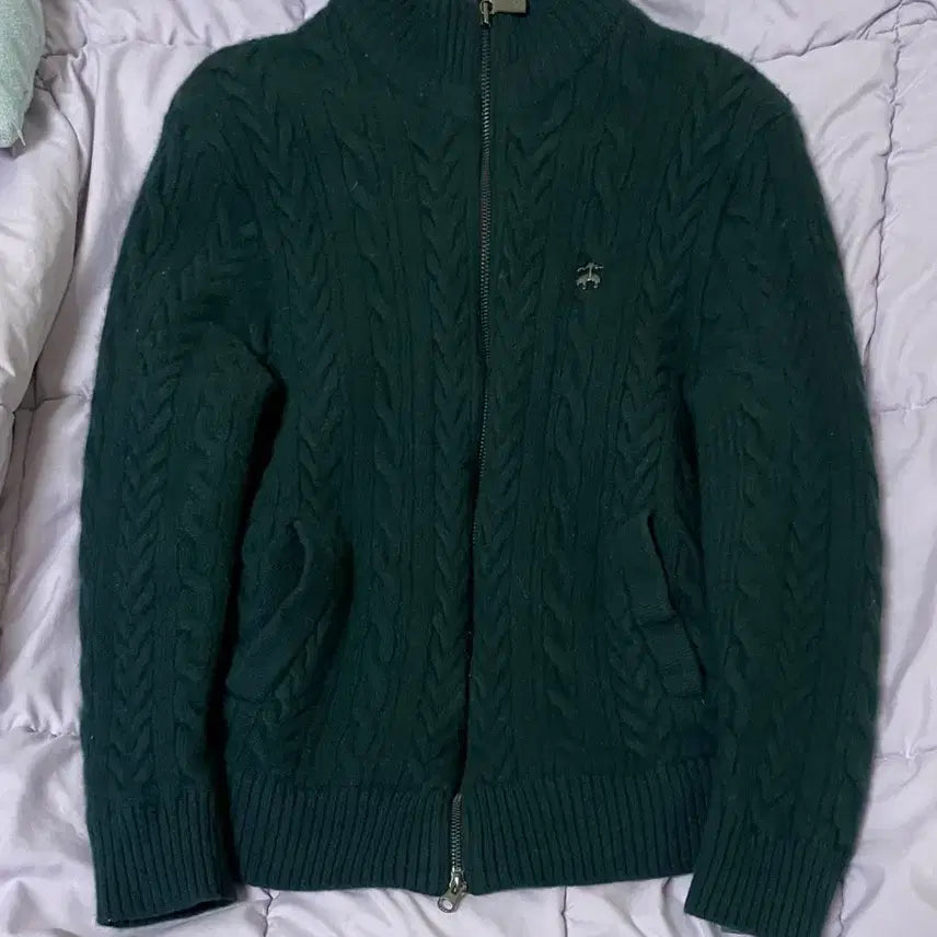 [BUNJANG] Brooks Brothers Cable Knit Windproof Zip-Up / 브룩스 브라더스 케이블 방풍 니트 집업