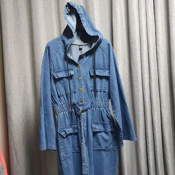[BUNJANG] Banding Denim Jumpsuit / 밴딩 후드 데님 점프수트