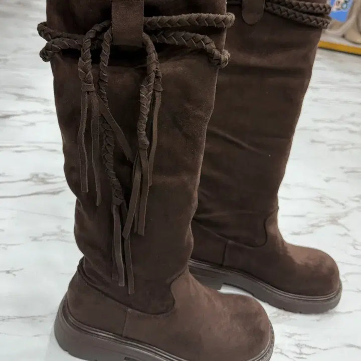 [BUNJANG] Suede Long Boots Brown 245 / 스웨이드 롱 부츠 브라운  245