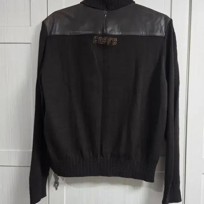 [BUNJANG] Brown Leather Trim Top / 가피 양가죽 트리밍 브라운 상의