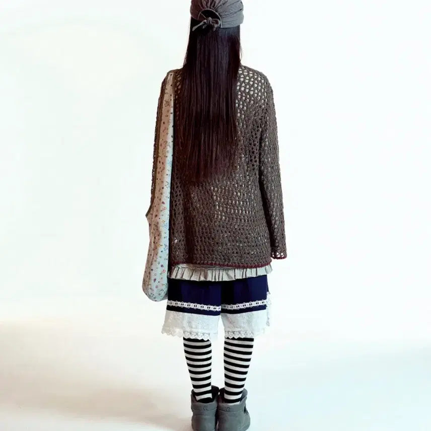 [BUNJANG] Koiseiyo Bottom Multiple Frill Dress + Hole Knit / 코이세이오 바텀 멀티플 프릴 드레스 + 홀 니트