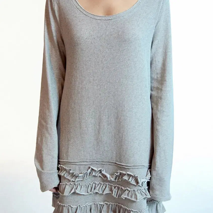 [BUNJANG] Koiseiyo Bottom Multiple Frill Dress + Hole Knit / 코이세이오 바텀 멀티플 프릴 드레스 + 홀 니트